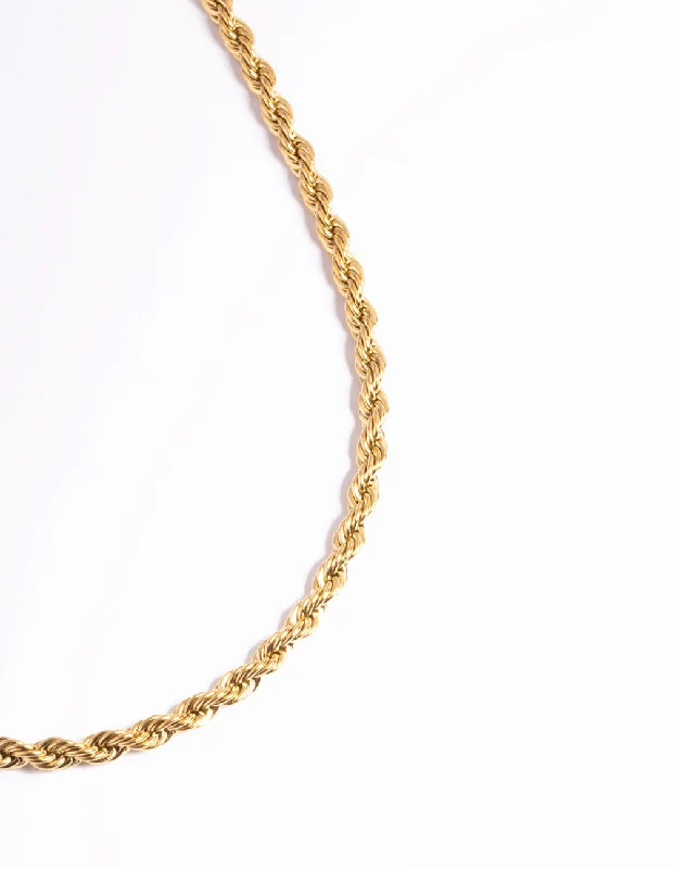 Waterproof Gold Plated Stainless Steel Thick Twist Chain Necklace