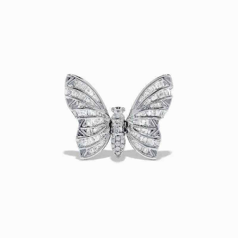 14K White Gold Diamond Butterfly Ring