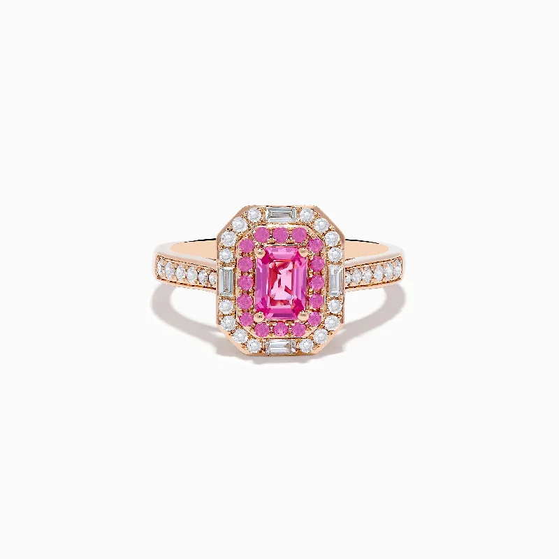 14K Rose Gold Pink Sapphire and Diamond Ring