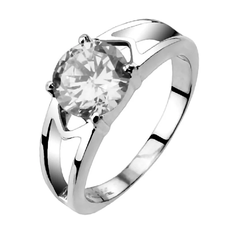 Abigail: 1.25ct Russian IOF CZ Solitaire Split Band Engagement Ring