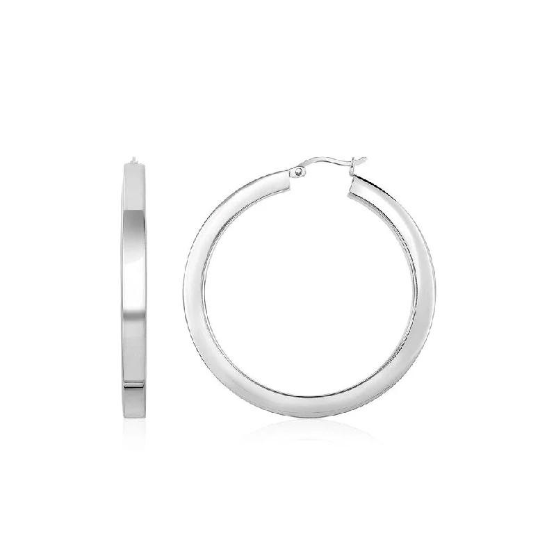 High Polish Hoop Earrings in Sterling Silver