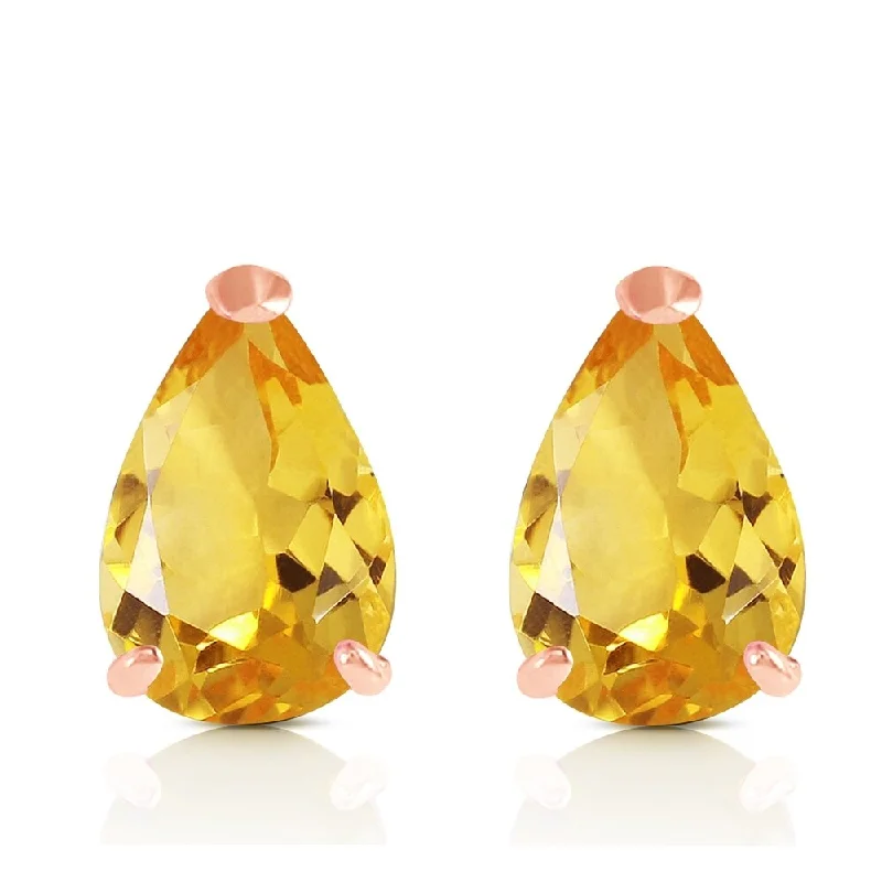 3.15 Carat 14K Solid Rose Gold Allure Citrine Stud Earrings