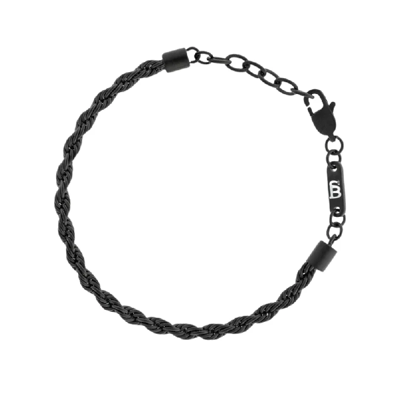 Black Plated Stainless Steel Bracelet - "Helix"