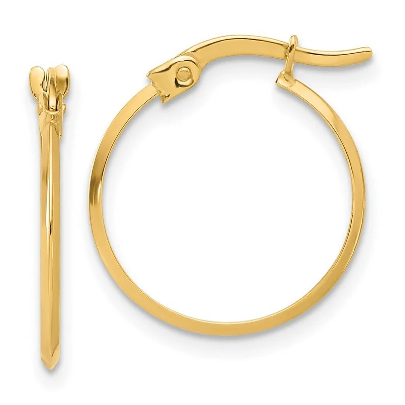 Curata 14k Yellow Gold Polished Knife Edge Hoop Earrings - 18.5x16.7mm