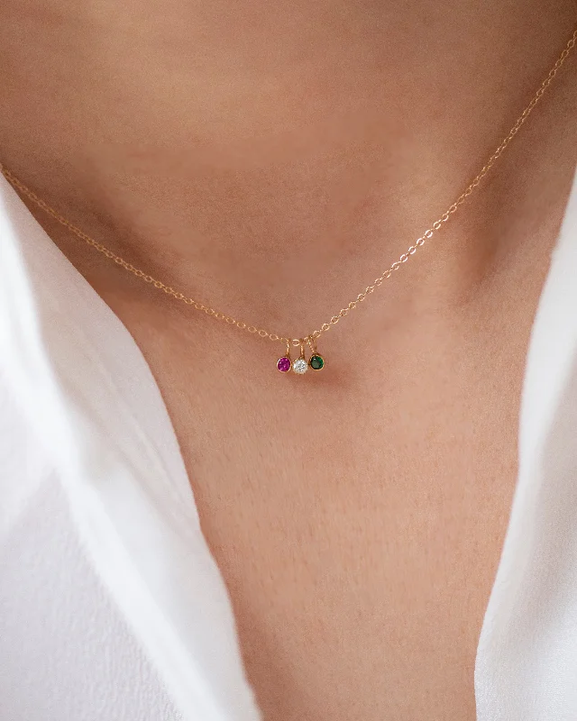 14k Gold Mini Birthstone necklace