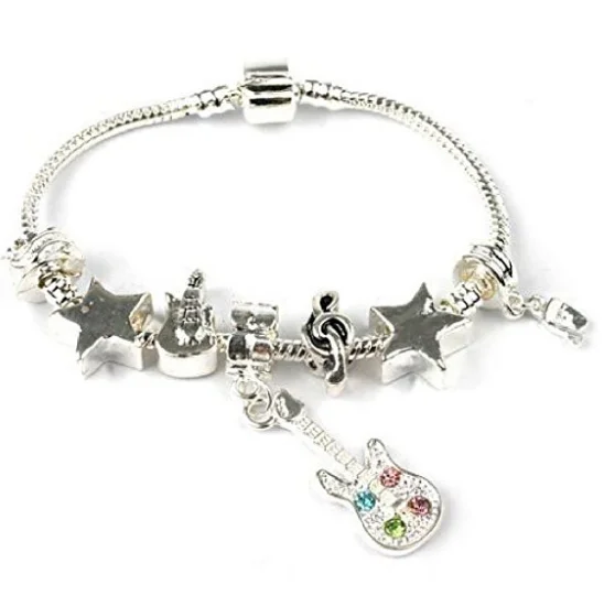 Teenager's 'Rock Star' Silver Plated Charm Bead Bracelet