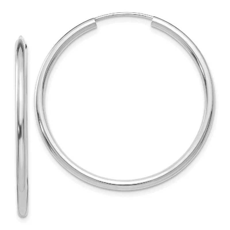 Curata 10k White Gold Polished Engravable Endless Hoop Earrings - 35x35mm