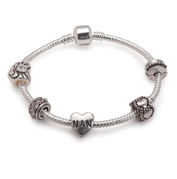 Nan 'Silver Romance' Silver Plated Charm Bead Bracelet