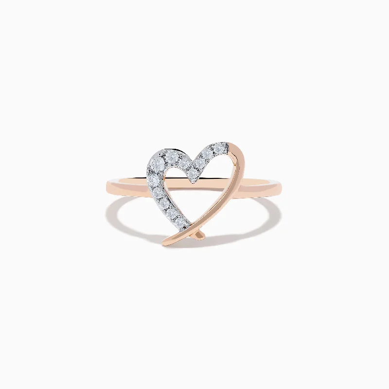 14K Rose Gold Diamond Open Heart Ring