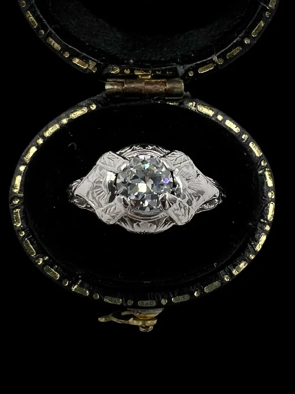 1930s Art Deco European Cut Diamond Engagement Ring