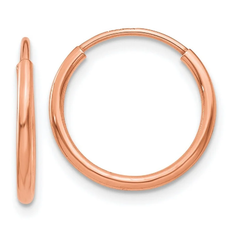 Curata 14k Rose Gold Polished Endless Hoop Earrings - 13.5x13.8mm