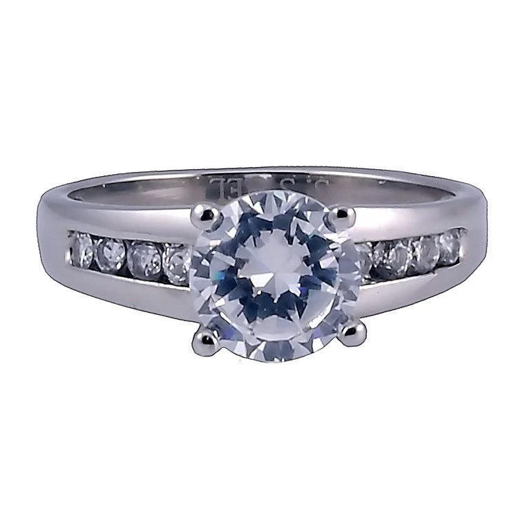 Karlene: 2.3c Classic 316 Steel Russian Ice Diamond CZ Engagement Ring