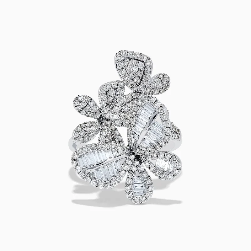 Nature 14K White Gold Diamond Multi Butterfly Ring