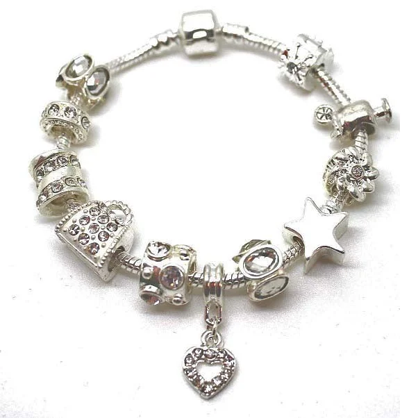 Teenager's 'Prom Queen' Silver Plated Charm Bead Bracelet