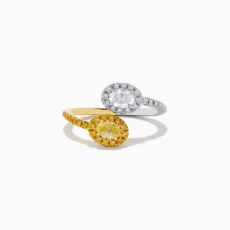 Duo 14K 2-Tone Gold Yellow and White Diamond Toi Et Moi Ring