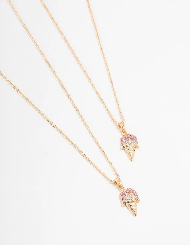 Gold Ice Cream Necklaces 2-Pack