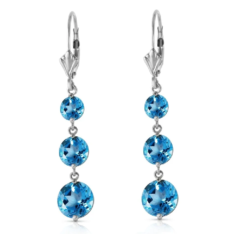 7.2 Carat 14K Solid White Gold Room In My Heart Blue Topaz Earrings