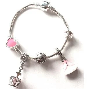 Pink Fairytale Princess Silver Plated Charm Bracelet For Girls