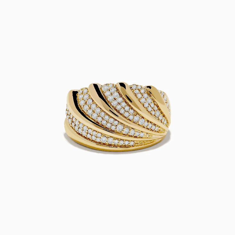 D'Oro 14K Yellow Gold Shell Diamond Ring