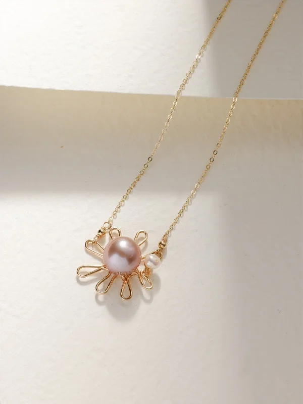 Purple Fairy Series Small Sun Pearl Pendant Necklace