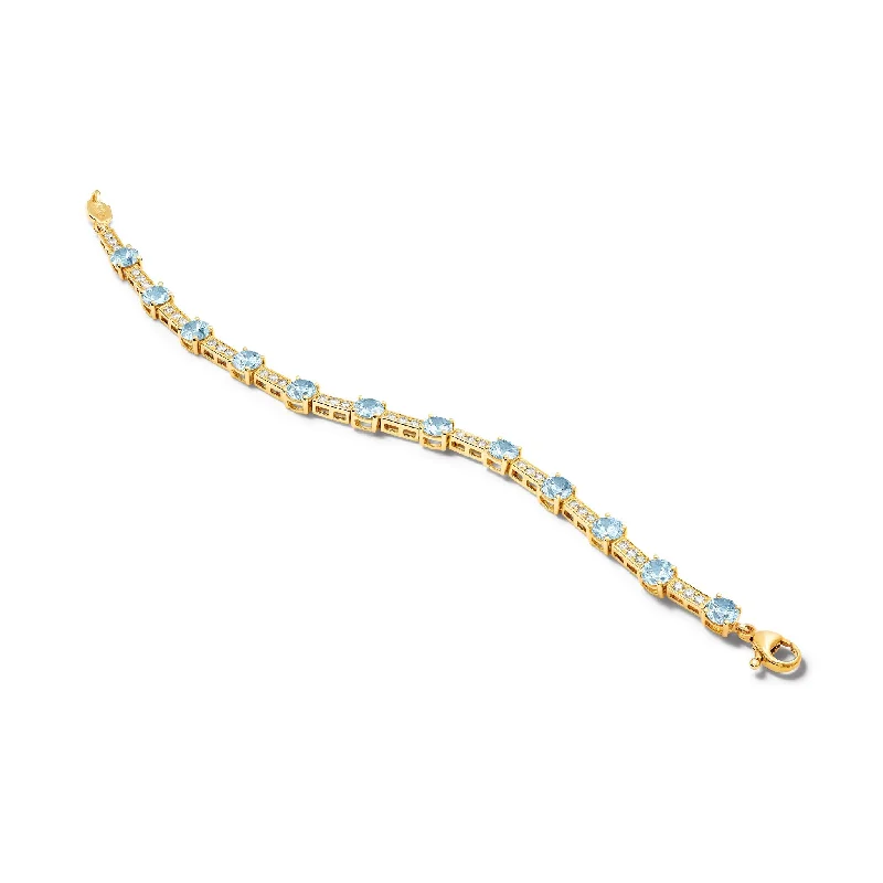 Roi Soleil Bracelet Yellow Gold - Blue Topaz & Diamond