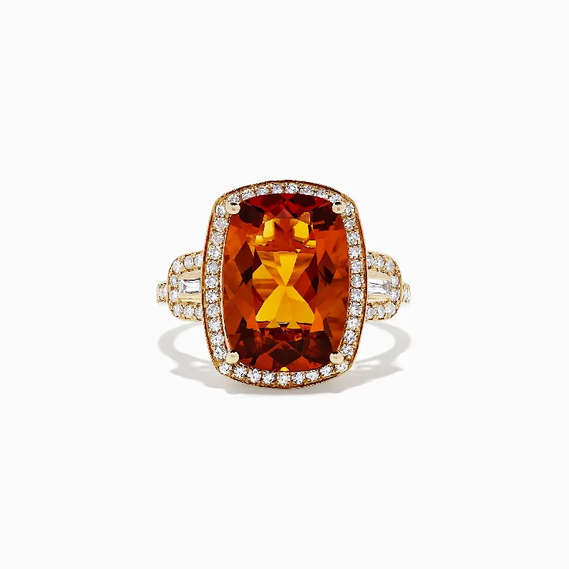 Sunset 14K Yellow Gold Citrine and Diamond Ring, 6.49 TCW