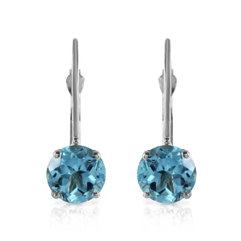 1.2 Carat 14K Solid White Gold Pay Attention Blue Topaz Earrings