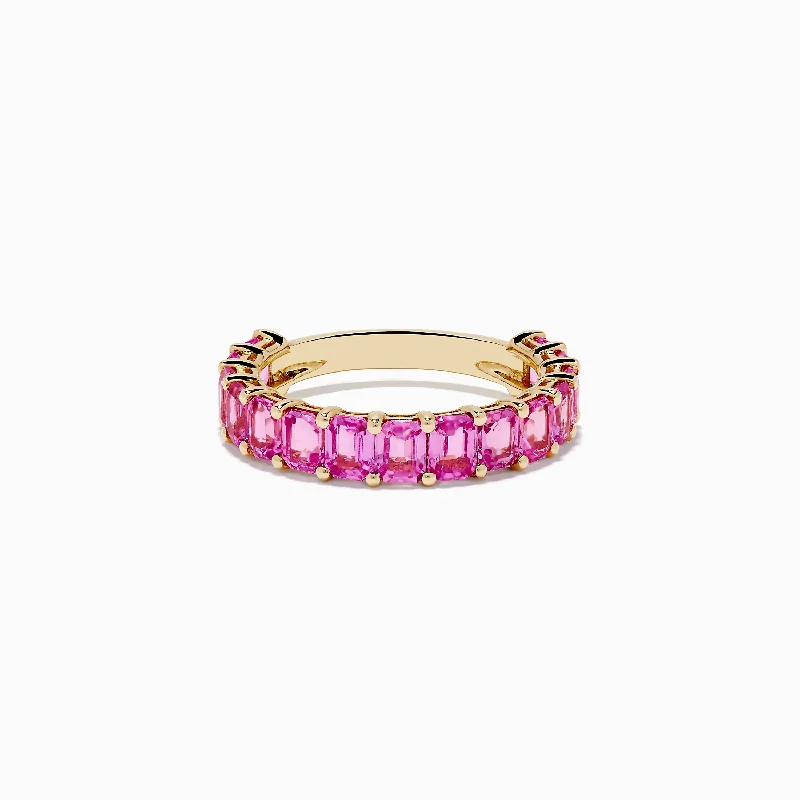 14k Yellow Gold Pink Sapphire Band Ring