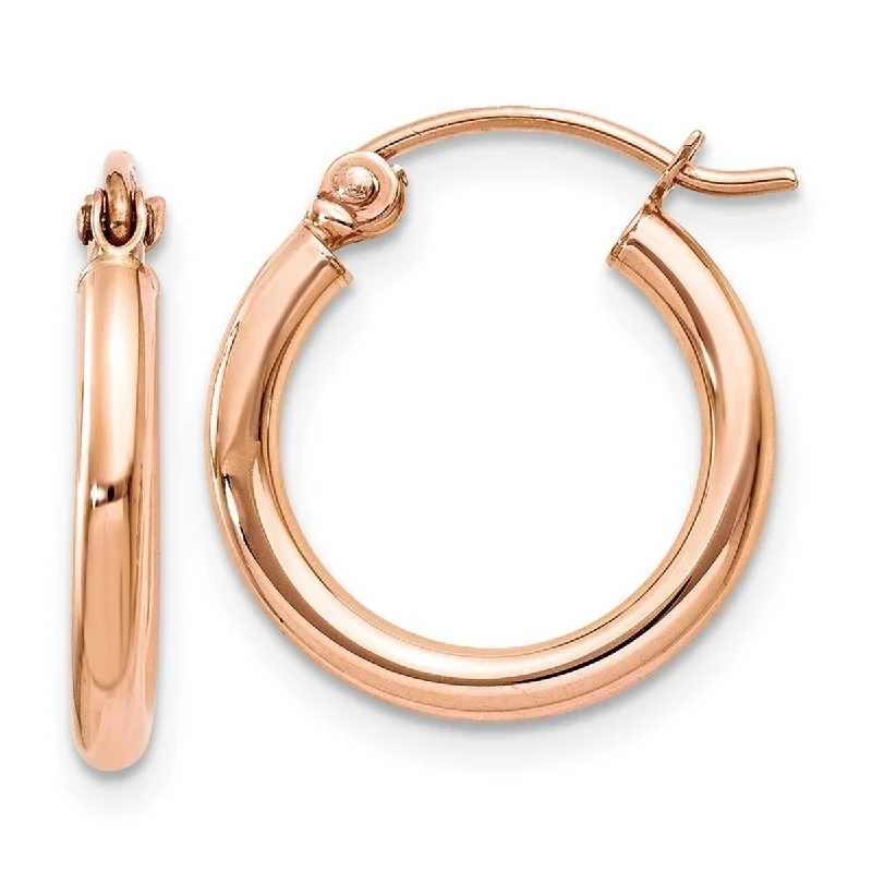 Curata 10k Rose Gold Polished Lightweight Tube Hoop Earrings