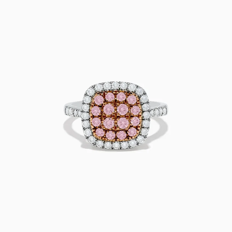 14K Two Tone Gold White and Pink Diamond Ring