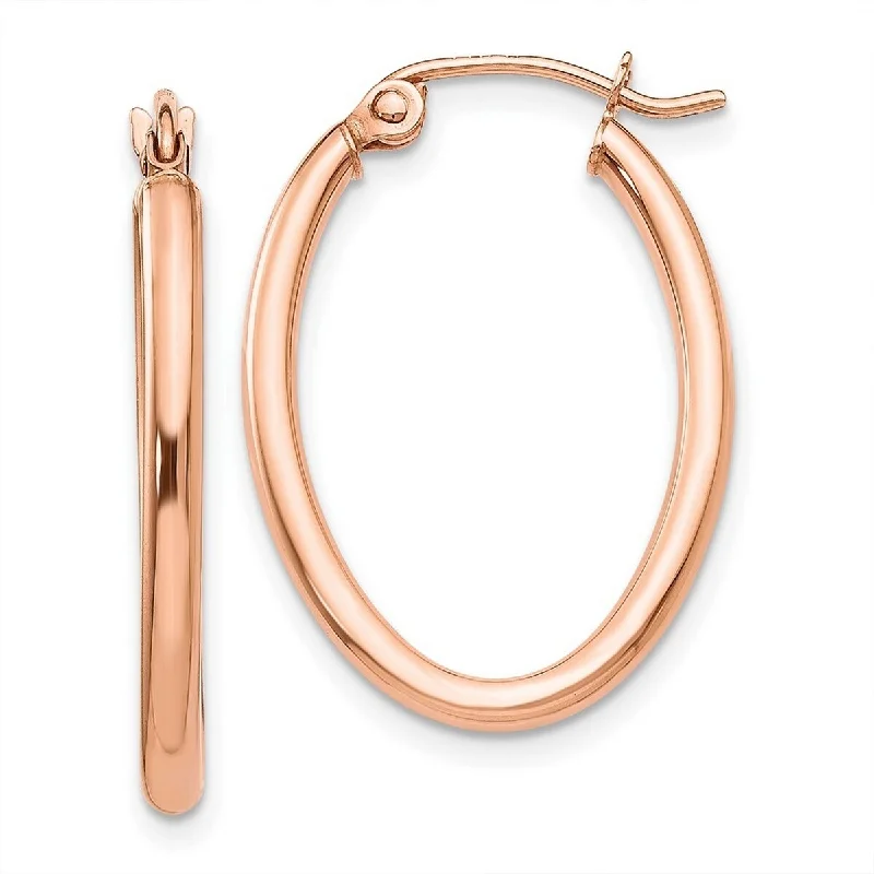 Curata 10k Rose Gold Oval Hoop Earrings - 26x17mm