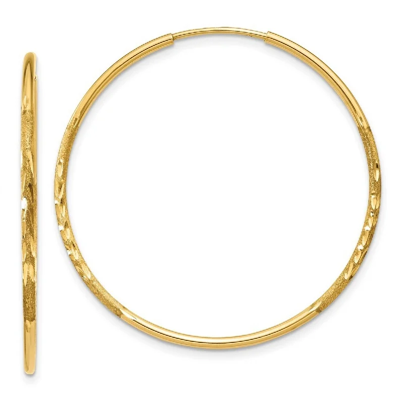 Curata 14k Yellow Gold Sparkle Cut Endless Hoop Earrings - 30x30mm