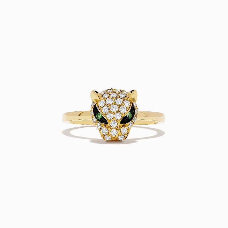 Signature 18K Yellow Gold Diamond and Tsavorite Panther Ring