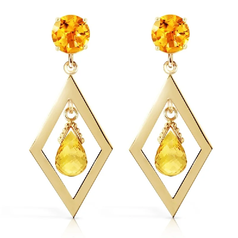 2.4 Carat 14K Solid Gold Euphoria Citrine Earrings