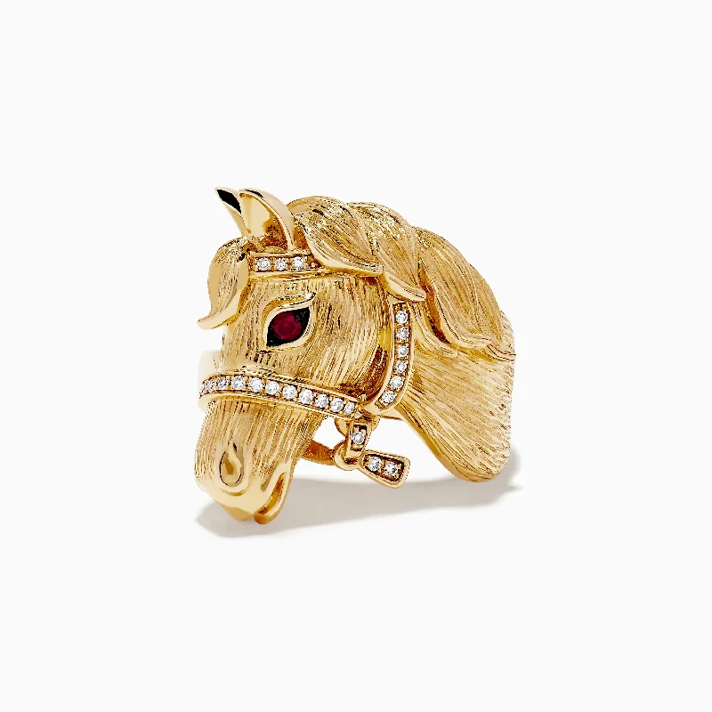 Safari 14k Yellow Gold Horse Diamond Ring