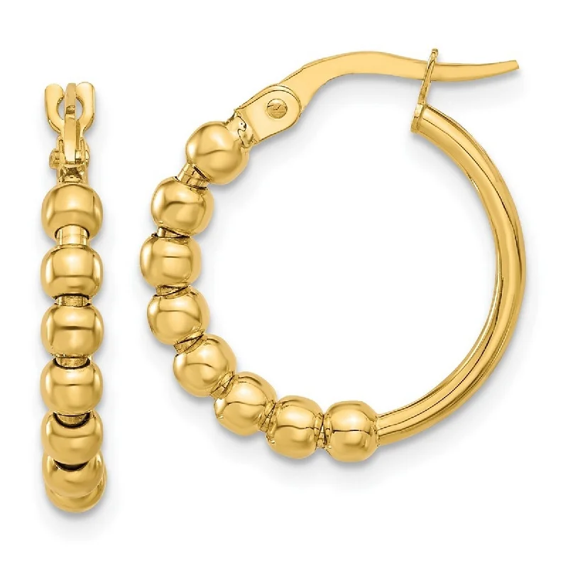 Curata 14k Yellow Gold Polished Beaded Hoop Earrings - 19.56x18.6mm