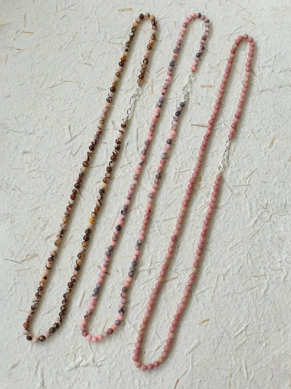 Long Multi-Colored Zebra Stone Beaded Necklace