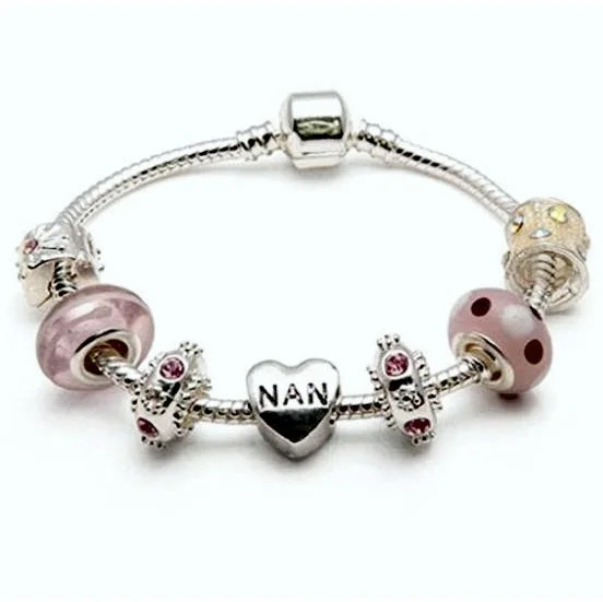 Nan 'Vanilla Kisses' Silver Plated Charm Bead Bracelet