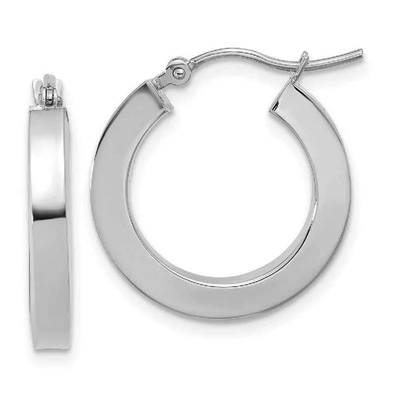 Curata 10k White Gold Polished Square Tube Hoop Earrings - 20x20mm