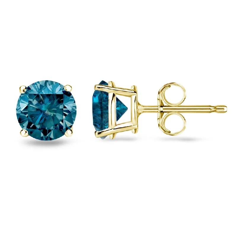 Auriya 1/4 to 2ctw Blue Diamond Stud Earrings 14k Yellow Gold (I1-I2)