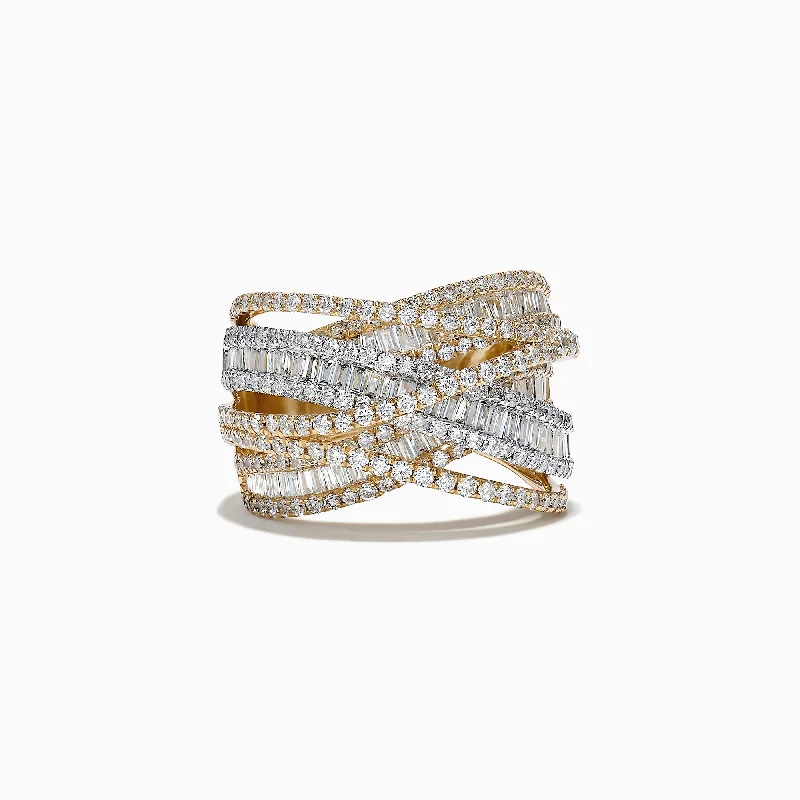 Duo 14K White and Yellow Gold Diamond Crossover Ring, 2.75 TCW