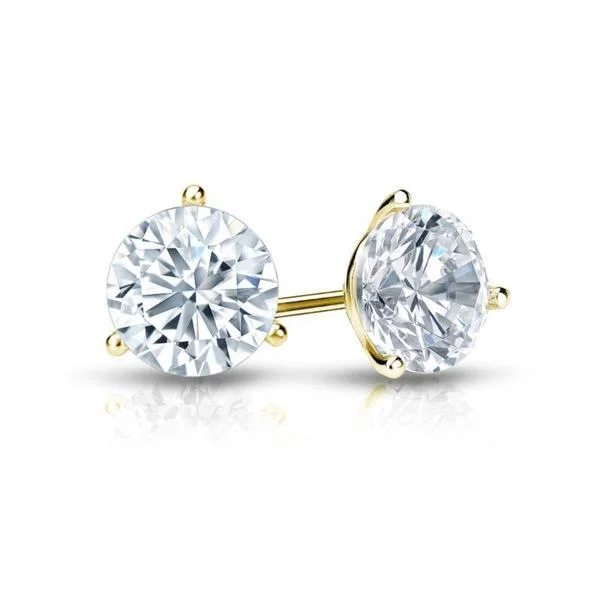 Auriya 14k Gold GIA Certified 3.50 carat TDW Secure-Lock 3-Prong Martini Round Diamond Stud Earrings