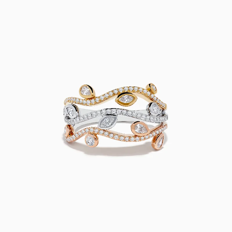 Trio 14K Tri Color Gold Diamond Ring