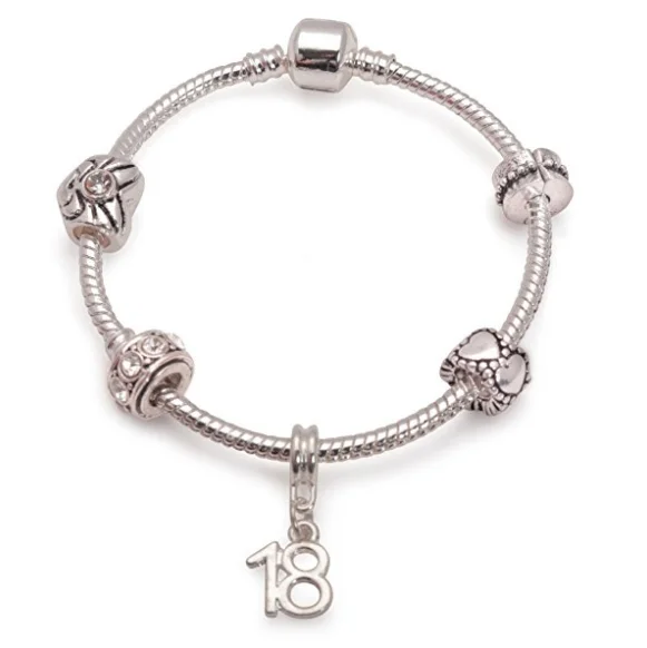 Age 18 'Silver Romance' Silver Plated Charm Bead Bracelet