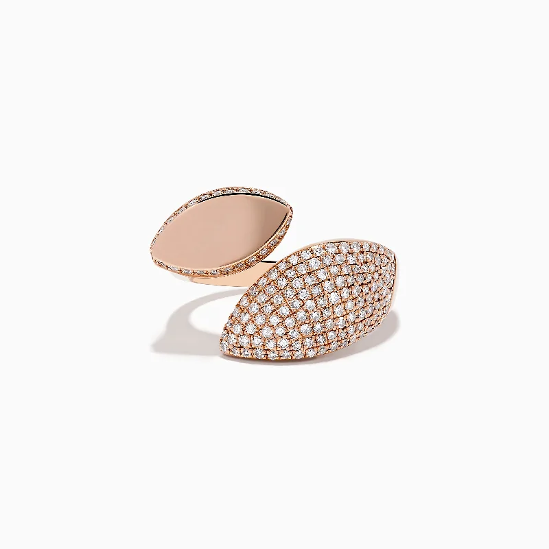 Pave Rose 14k Rose Gold Open Shank Diamond Ring