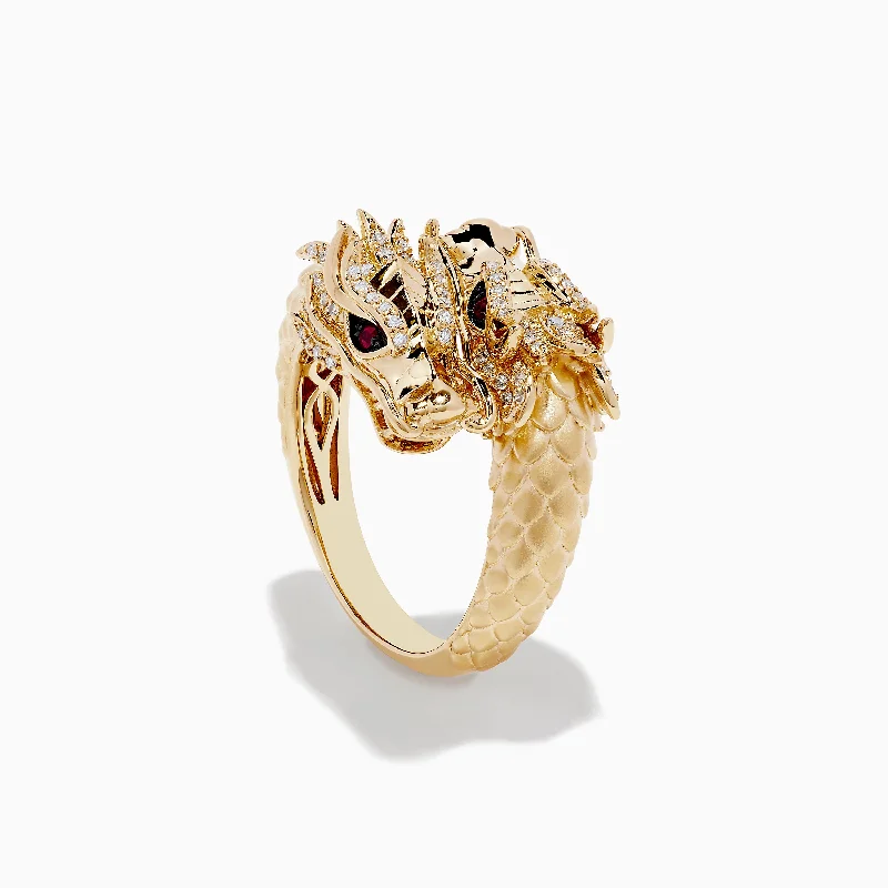 Safari 14K Yellow Gold Ruby and Diamond Dragon Ring