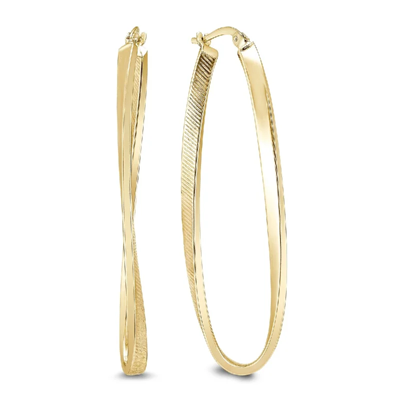 Marquee Jewels Oval Hoop Twist Earrings in 14K Yellow Gold