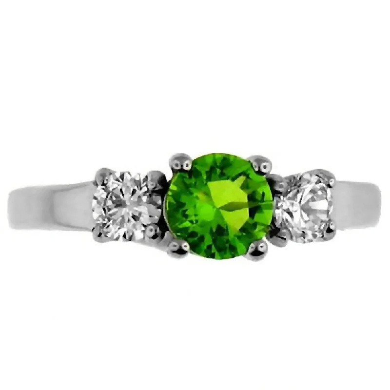 Onnika: 1.25c 3 Stone Peridot Ice CZ 316 Steel Engagement Ring