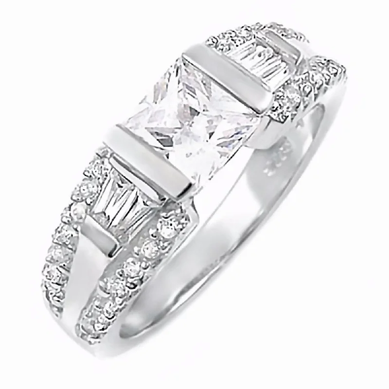 Ellianna: 1.98ct Accented Russian Ice CZ Engagement Ring 925 Silver