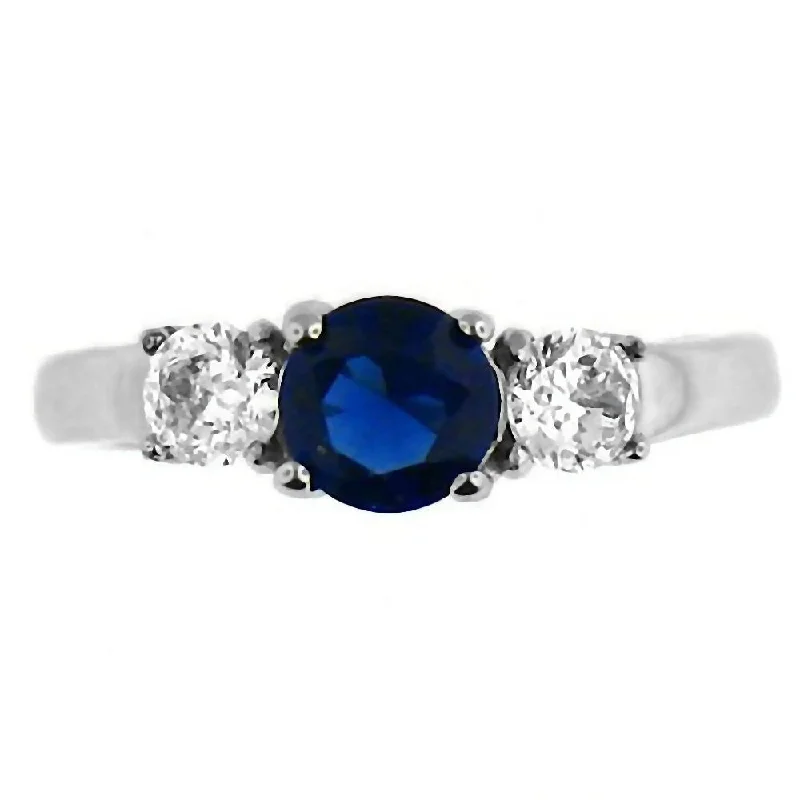 Olina: 1.25c 3 Stone created Sapphire 316 Steel Engagement Ring